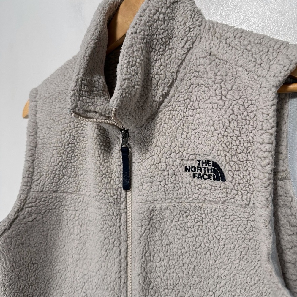 The North Face Deep Pile Fleece Vest Youth XL (18/20) Beige Full Zip Jacket - Picture 2 of 13
